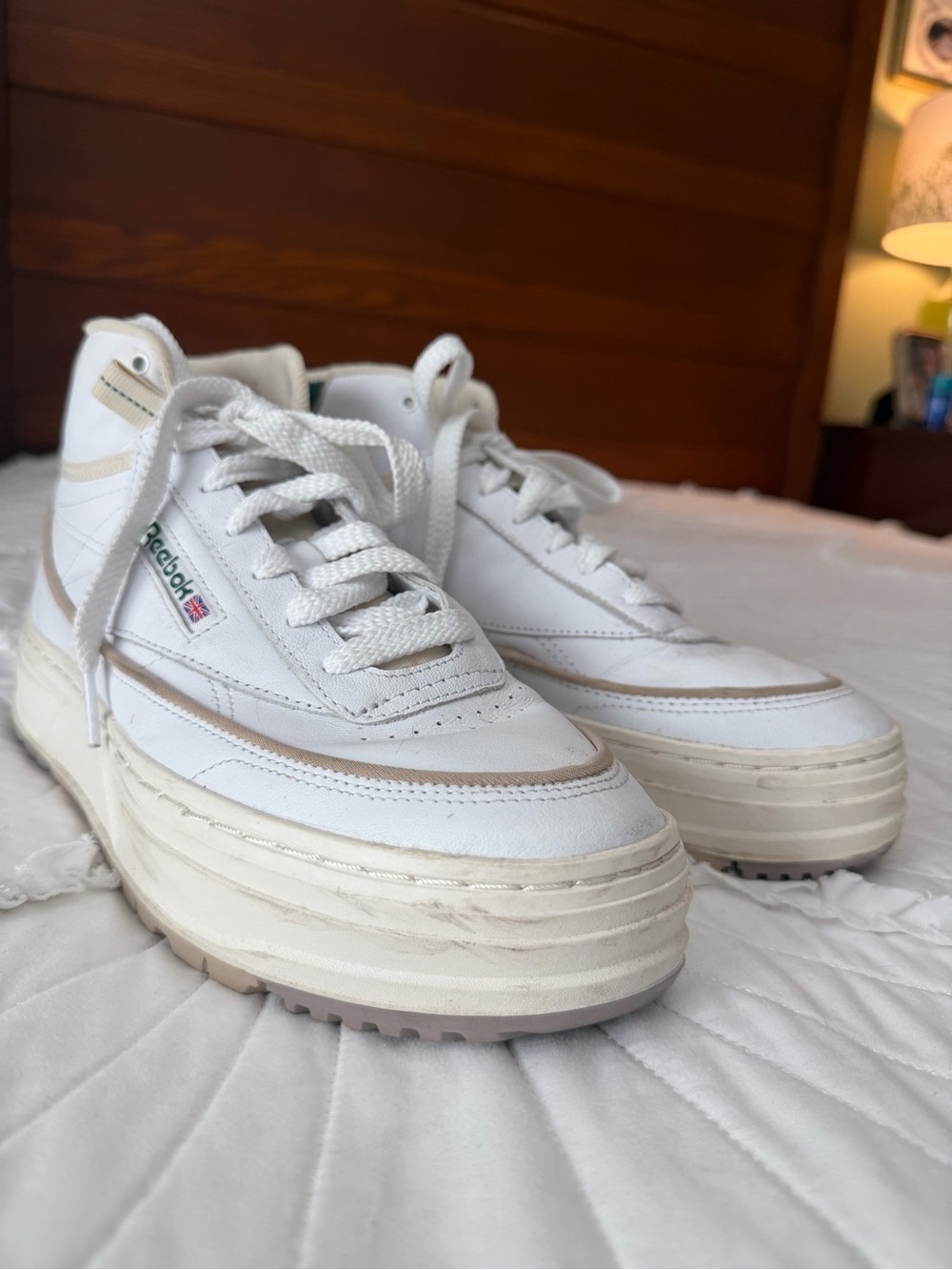 Reebok Women's White Cream Platform Sneakers